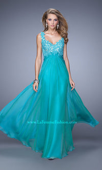 Peacock Long Formal La Femme Dress 21166