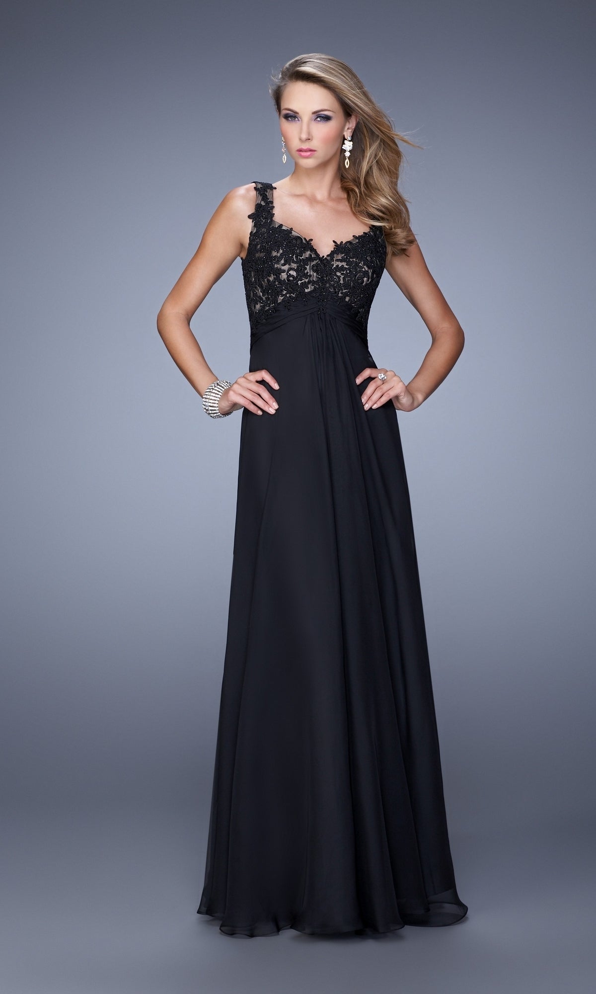 Black Long Formal La Femme Dress 21166