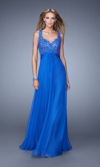 Electric Blue Long Formal La Femme Dress 21166