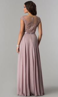  Lace-Bodice Long A-Line Chiffon Prom Gown 2121