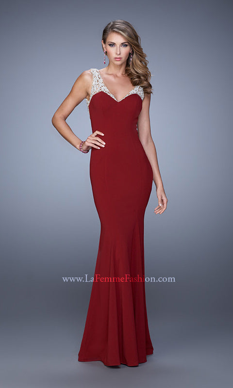Cranberry Long Formal La Femme Dress 21221