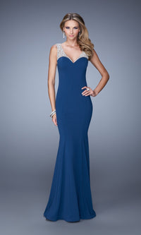 Midnight Blue Long Formal La Femme Dress 21221