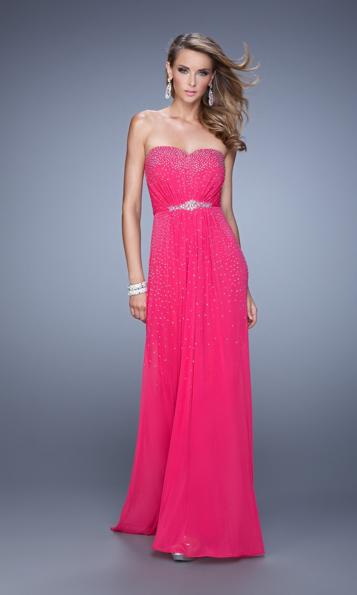 Hot Pink Long Formal La Femme Dress 21237