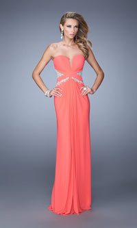 Pink Grapefruit Long Formal La Femme Dress 21256