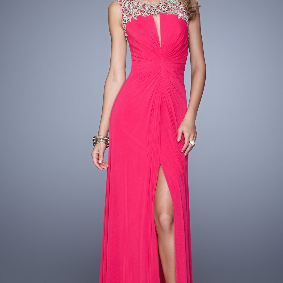 slim fit dress slacks La Femme 21293 Prom Dress - Plum