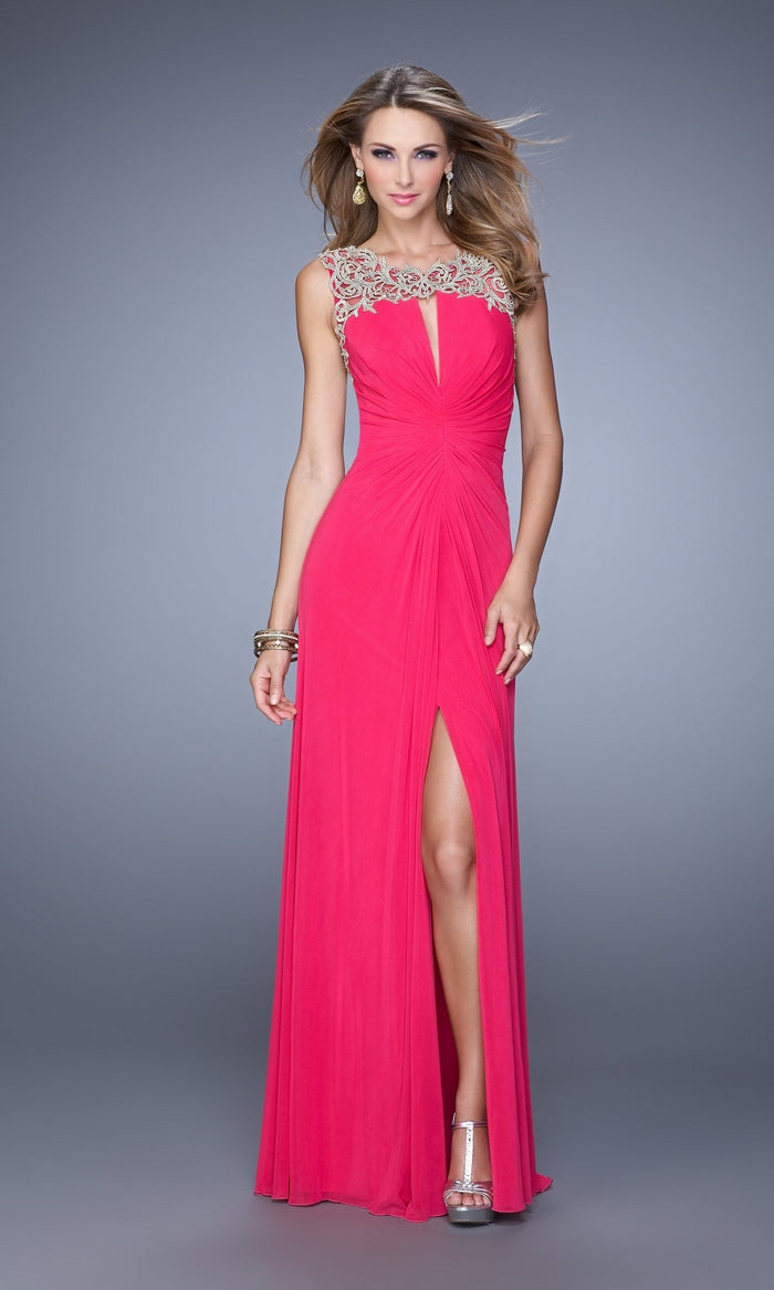 Deep Pink Long Formal La Femme Dress 21293