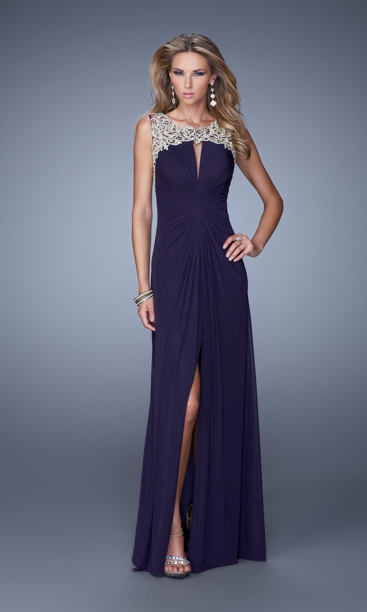 Plum Long Formal La Femme Dress 21293