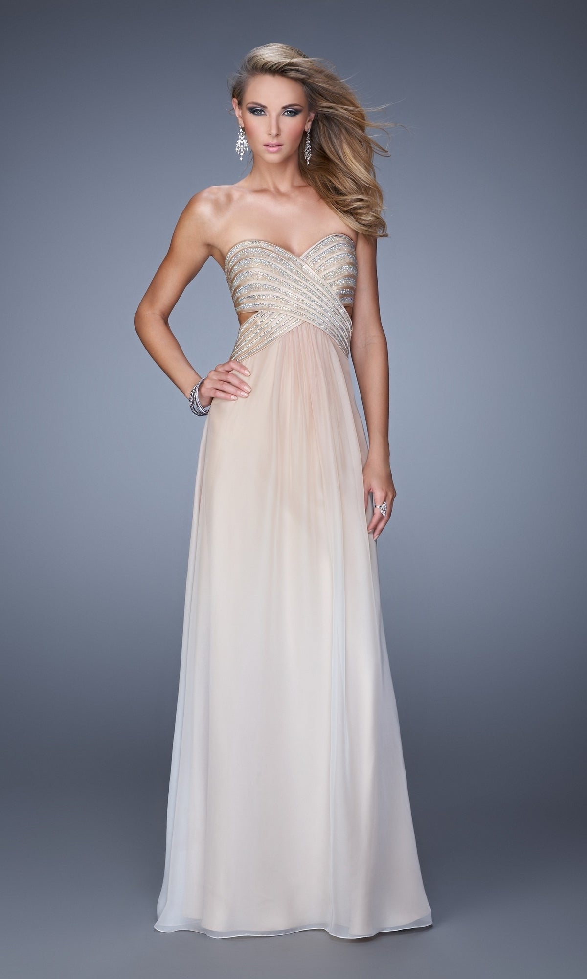 Nude Long Formal La Femme Dress 21351