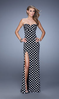 Black/White Long Formal La Femme Dress 21393