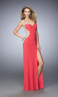 Coral Long Formal La Femme Dress 21518