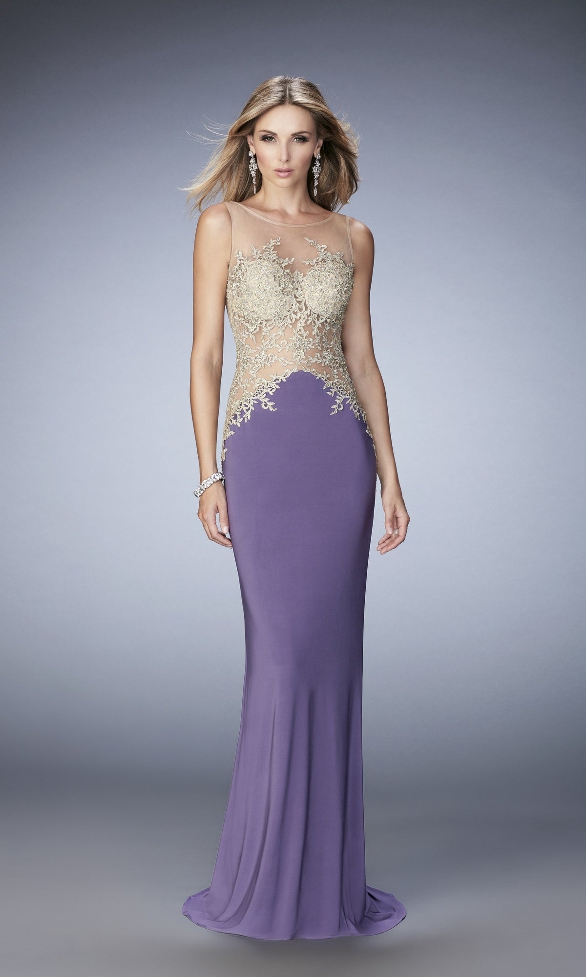 Purple Haze Long Formal La Femme Dress 21558