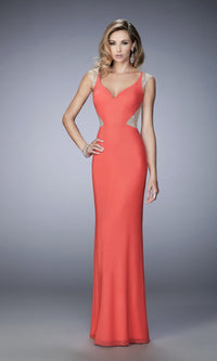 Pink Grapefruit Long Formal La Femme Dress 21864