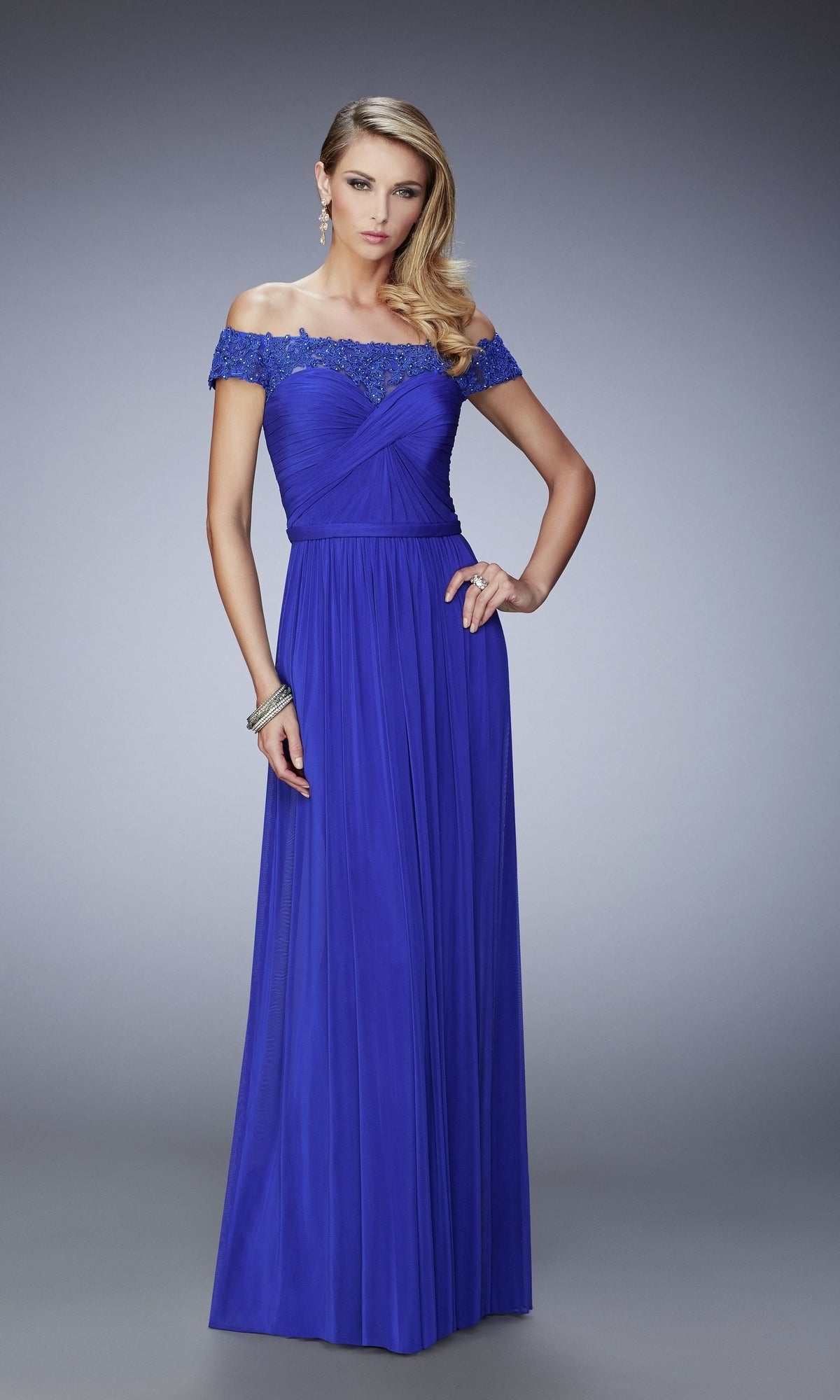 Indigo Long Formal La Femme Dress 21979