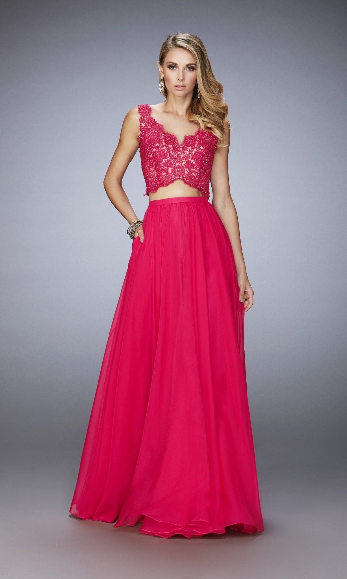 Hot Fuchsia Long Formal La Femme Dress 22128