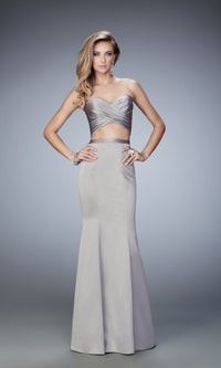 Silver Long Formal La Femme Dress 22207