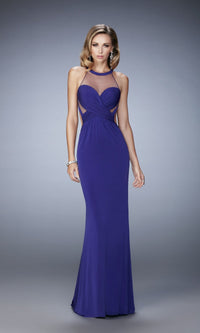 Indigo Long Formal La Femme Dress 22265