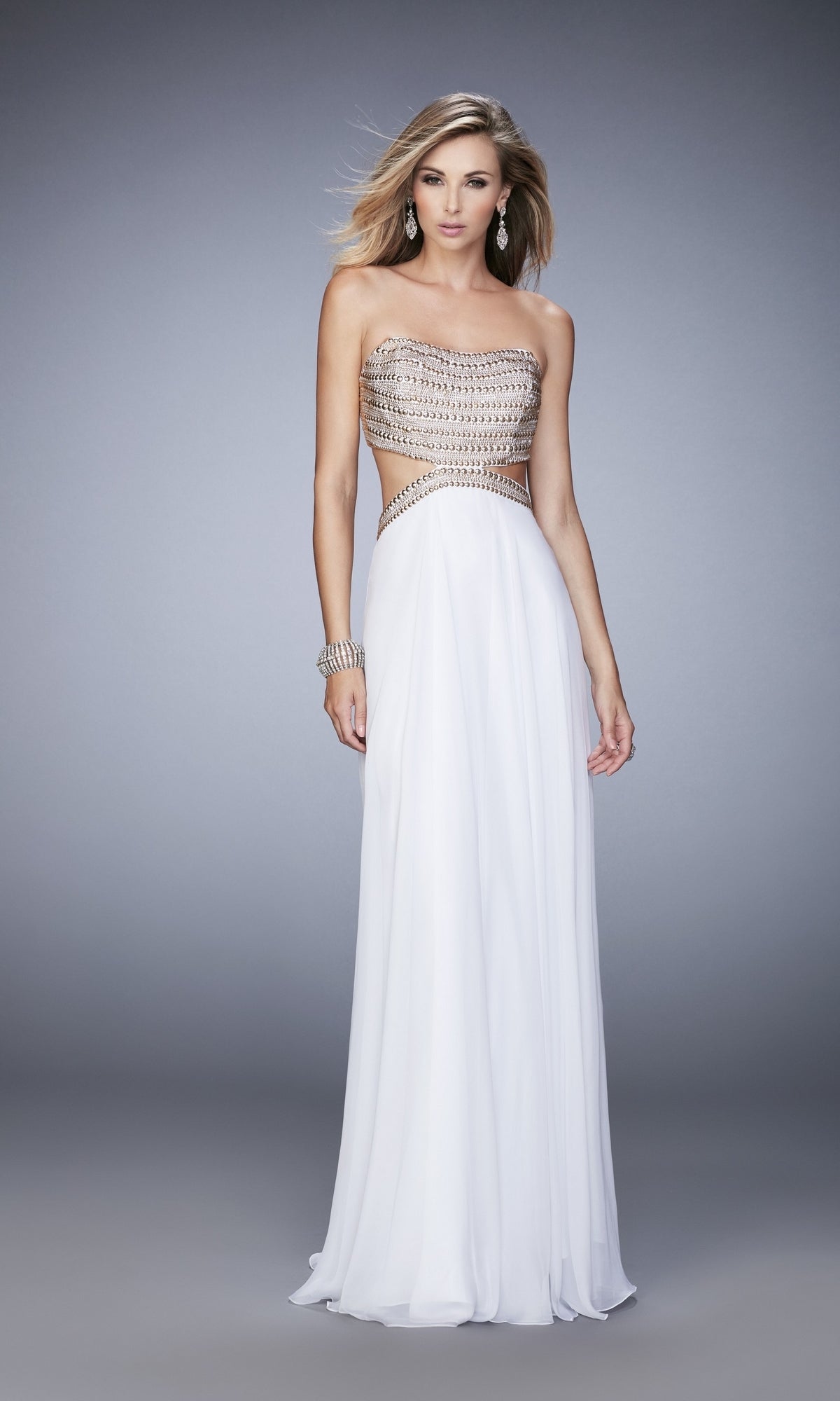 White Long Formal La Femme Dress 22285