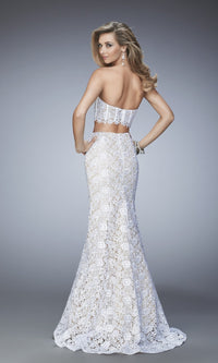 White/Nude Long Formal La Femme Dress 22311