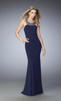 Navy Long Formal La Femme Dress 22315