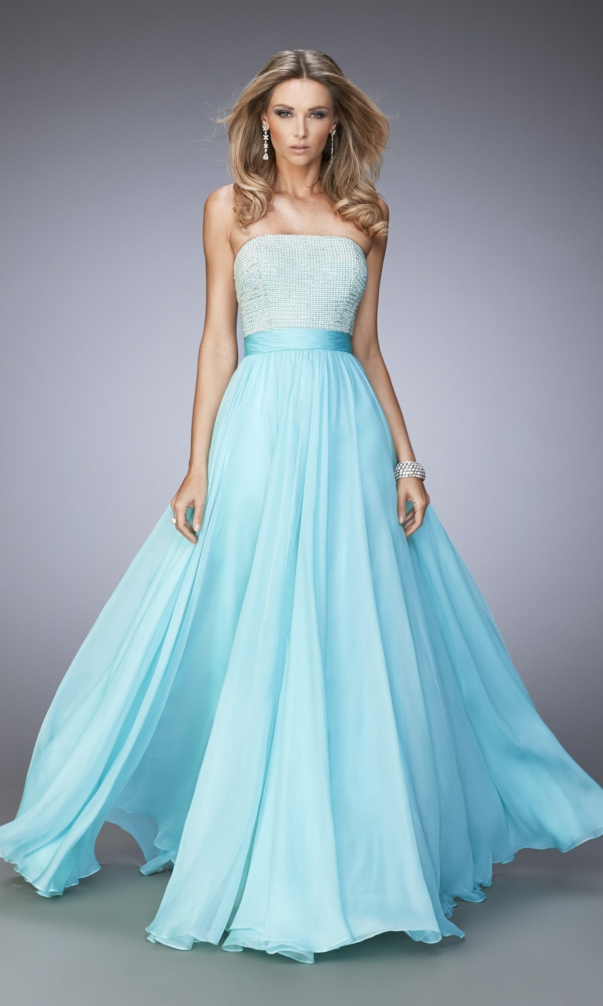 Light Mint Long Formal La Femme Dress 22318