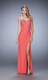 Pink Grapefruit Long Formal La Femme Dress 22343