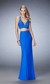 Electric Blue Long Formal La Femme Dress 22368