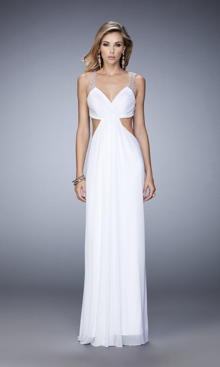 White Long Formal La Femme Dress 22729
