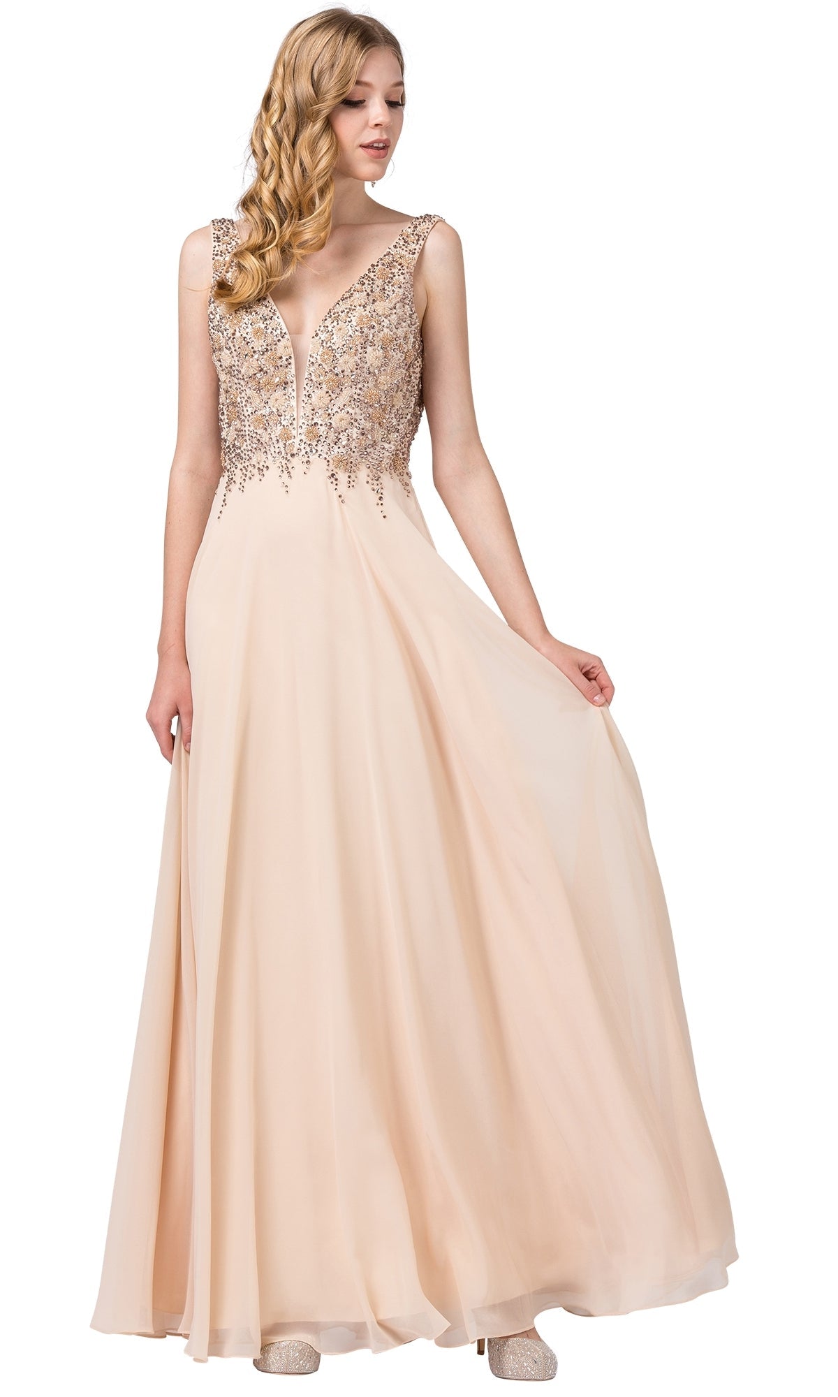 Sleeveless V-Neck Backless Chiffon Formal Dress Sleeveless V-Neck Backless Chiffon Formal Dress
