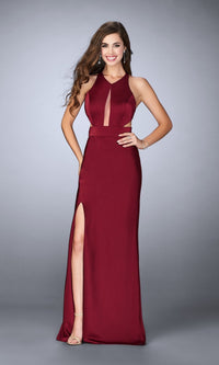 Burgundy Long Formal La Femme Dress 23655