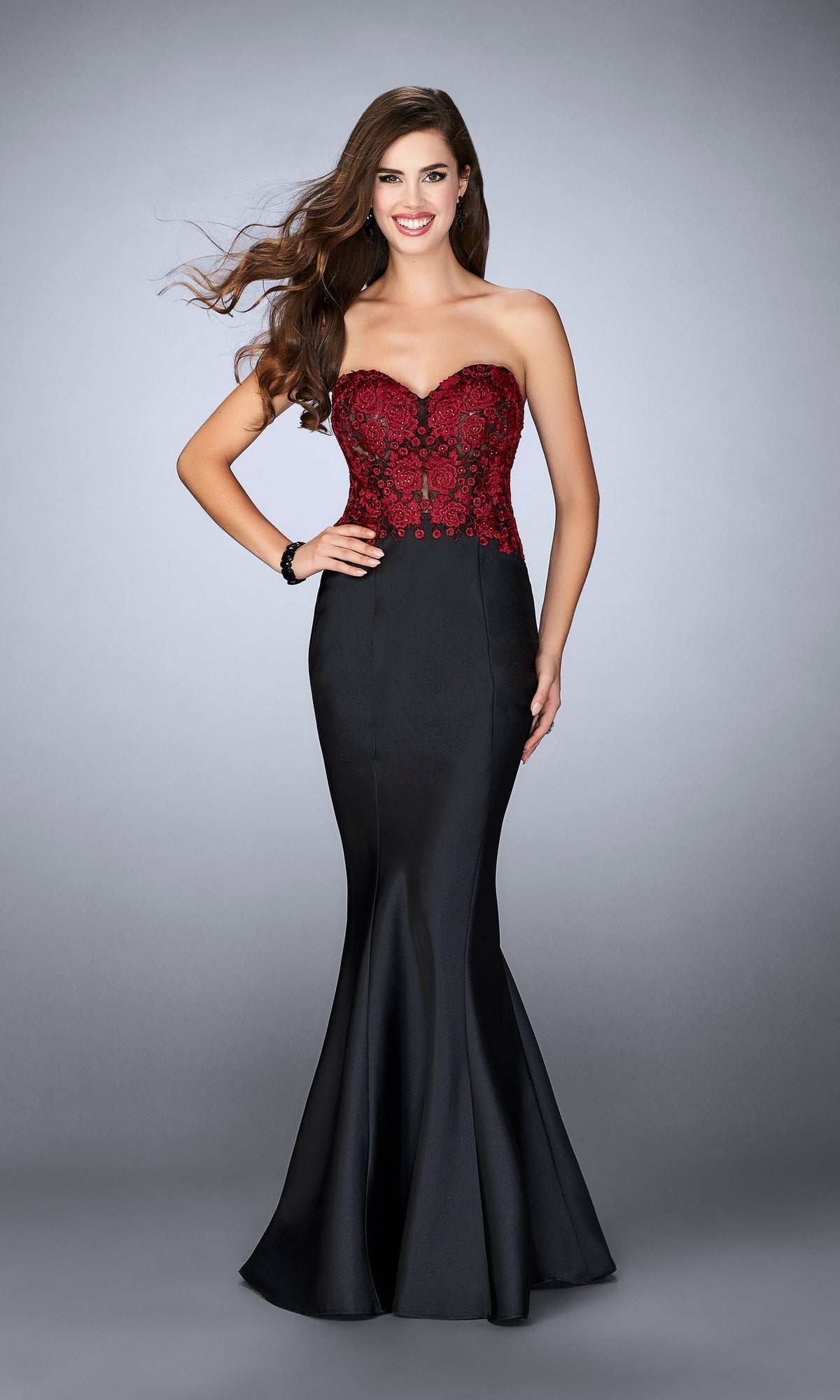Black/Red Long La Femme Gown 24123