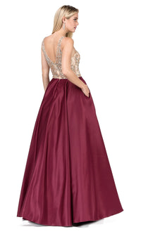  Beaded-Bodice Classic Formal Ball Gown with Pockets