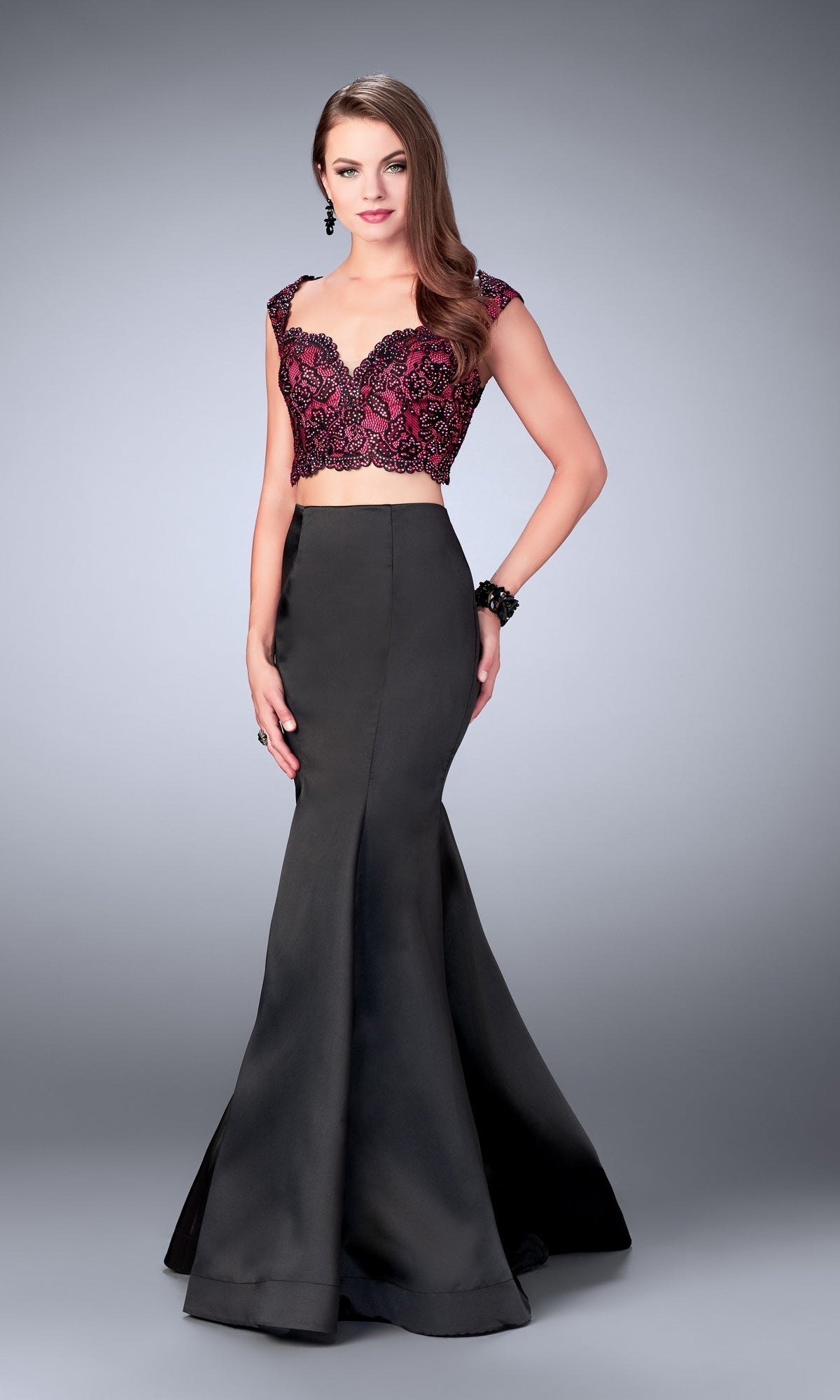 Pink/Black Long La Femme Gown 24235