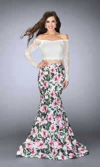 Pink/Multi Long La Femme Gown 24281