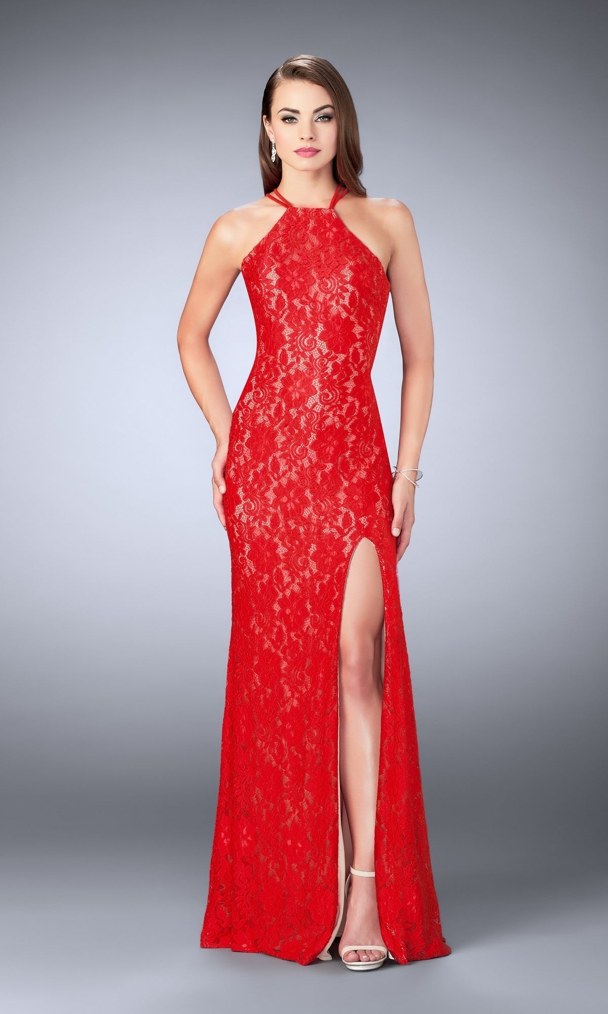 Poppy Red Long La Femme Gown 24293