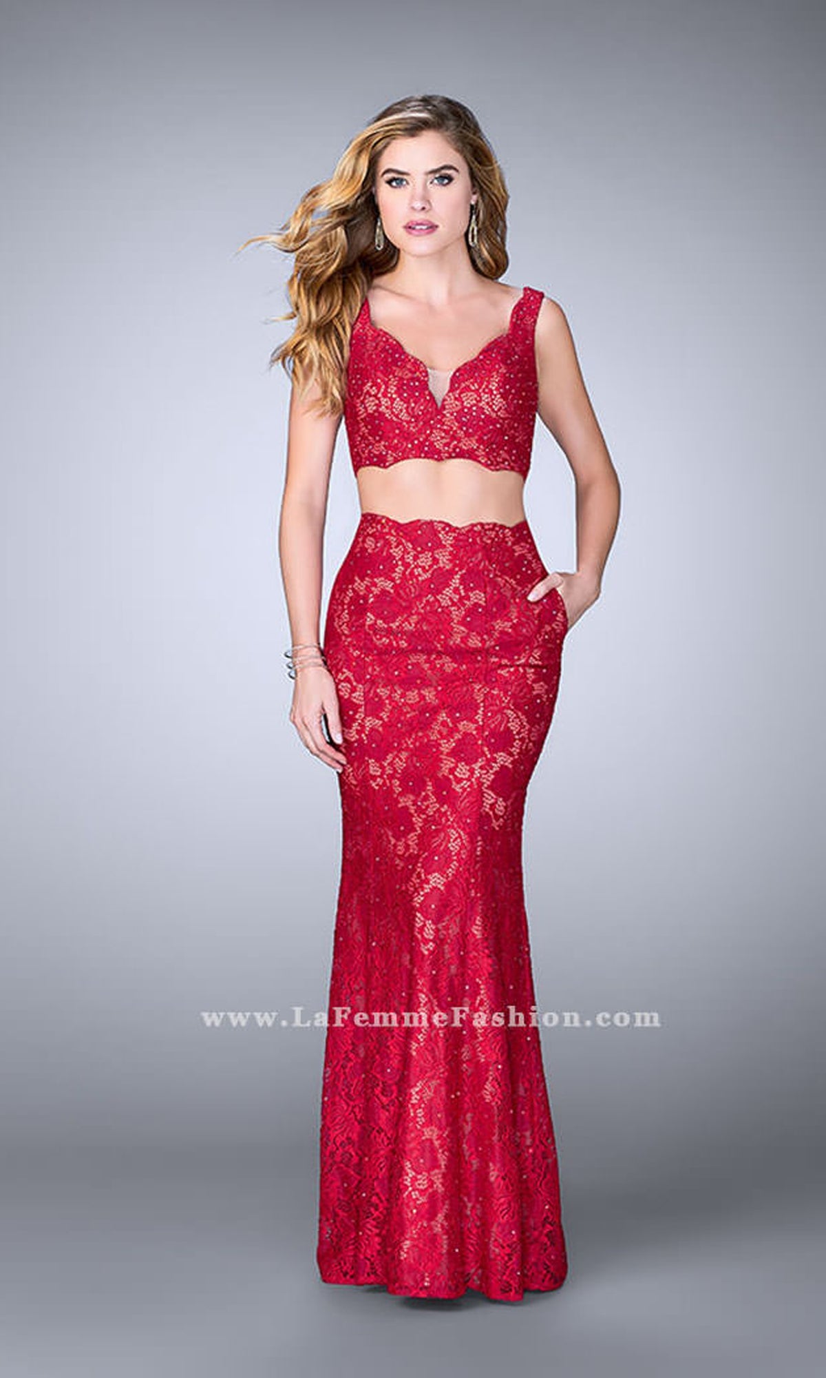 Red Long La Femme Gown 24496