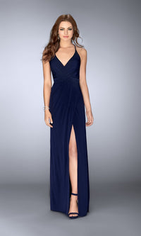 Navy Long La Femme Gown 24539