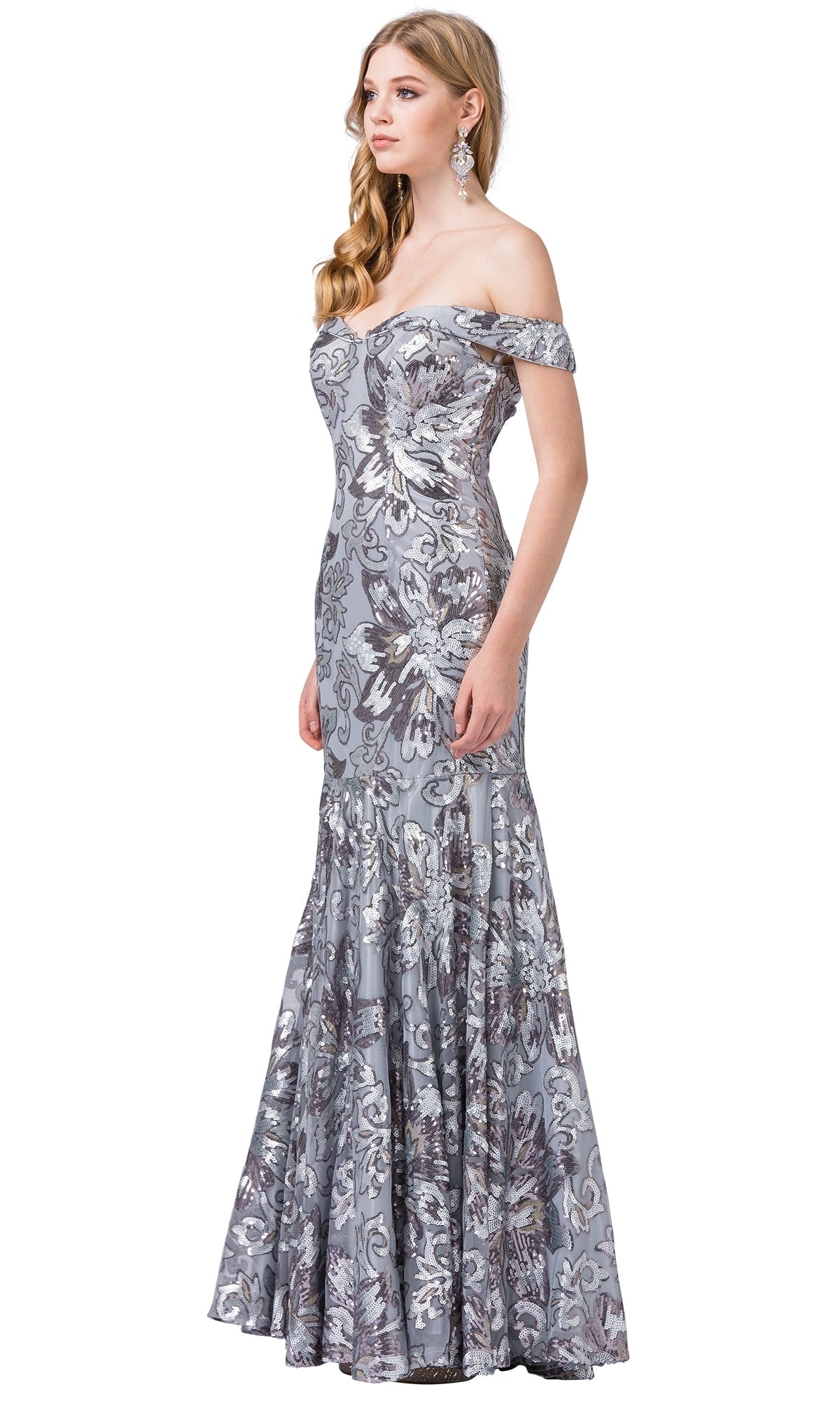 Off-Shoulder Mermaid Formal Dress with Sequin Print Off-Shoulder Mermaid Formal Dress with Sequin Print