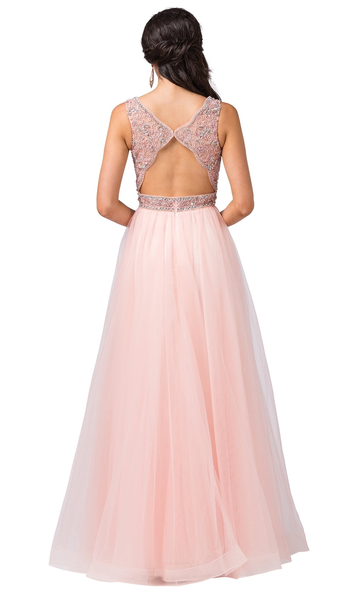  Formal Ball Gown with Embellished Sheer Bodice