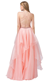  Blush Pink Prom Ball Gown with Beaded Bodice