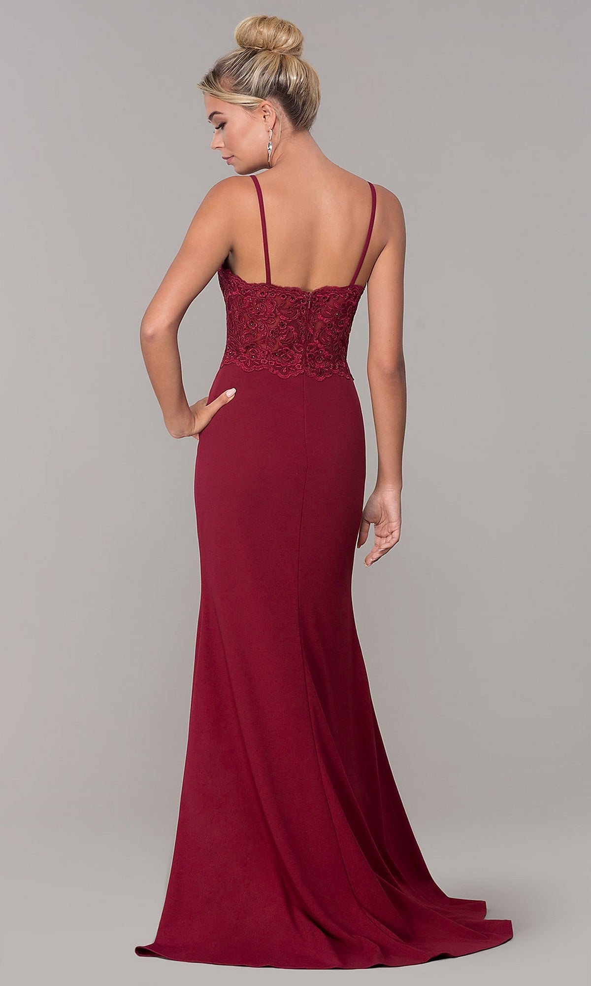  Sheath Formal Evening Dress with Lace Bodice