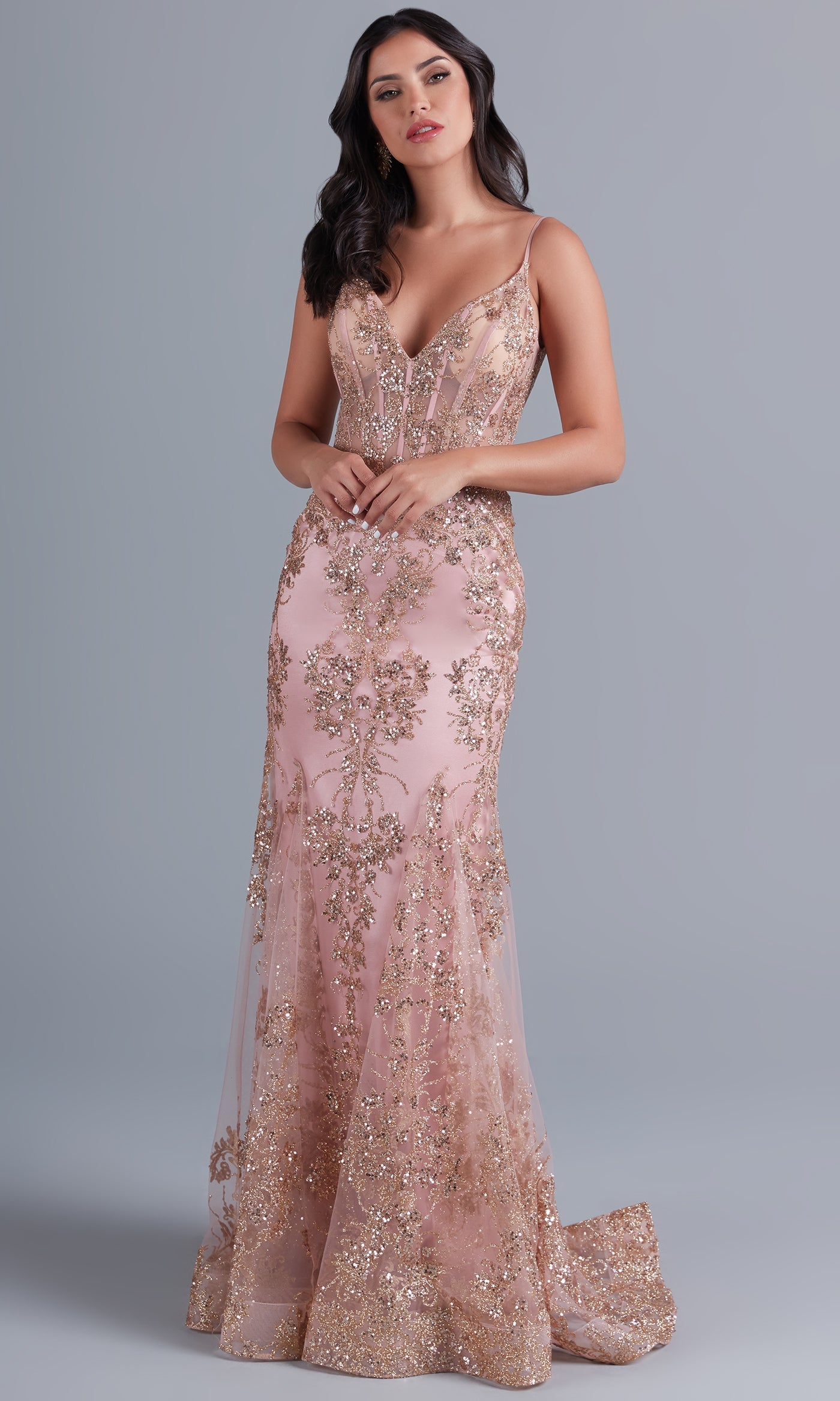 Pink/Rose Gold Pink And Rose Gold Corset Dress