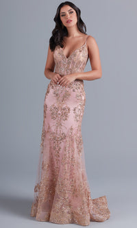 Pink/Rose Gold Pink And Rose Gold Corset Dress