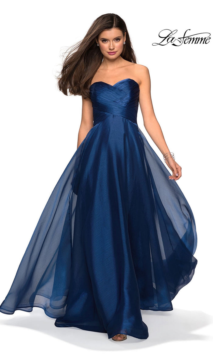 Navy La Femme Long Prom Dress 27515
