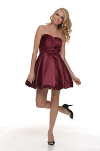 Burgundy Short Bubble-Hem A-Line Simple Prom Dress