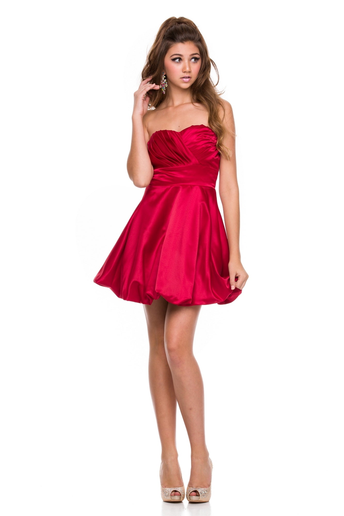  Short Bubble-Hem A-Line Simple Prom Dress
