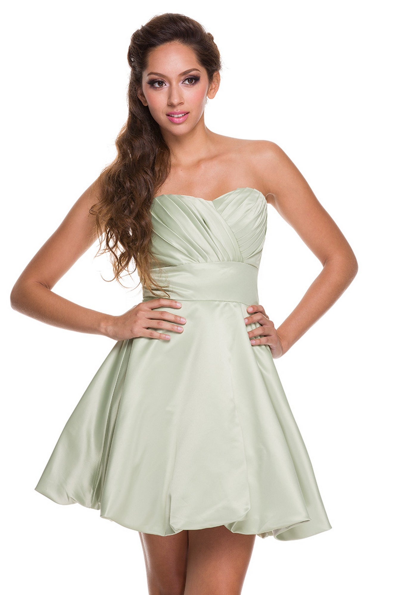 Sage Green Short Bubble-Hem A-Line Simple Prom Dress