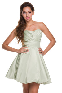 Sage Green Short Bubble-Hem A-Line Simple Prom Dress