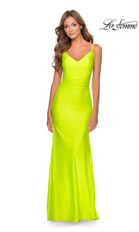 Neon Yellow La Femme 28287 Formal Prom Dress