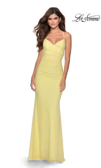 Pale Yellow La Femme 28541 Formal Prom Dress