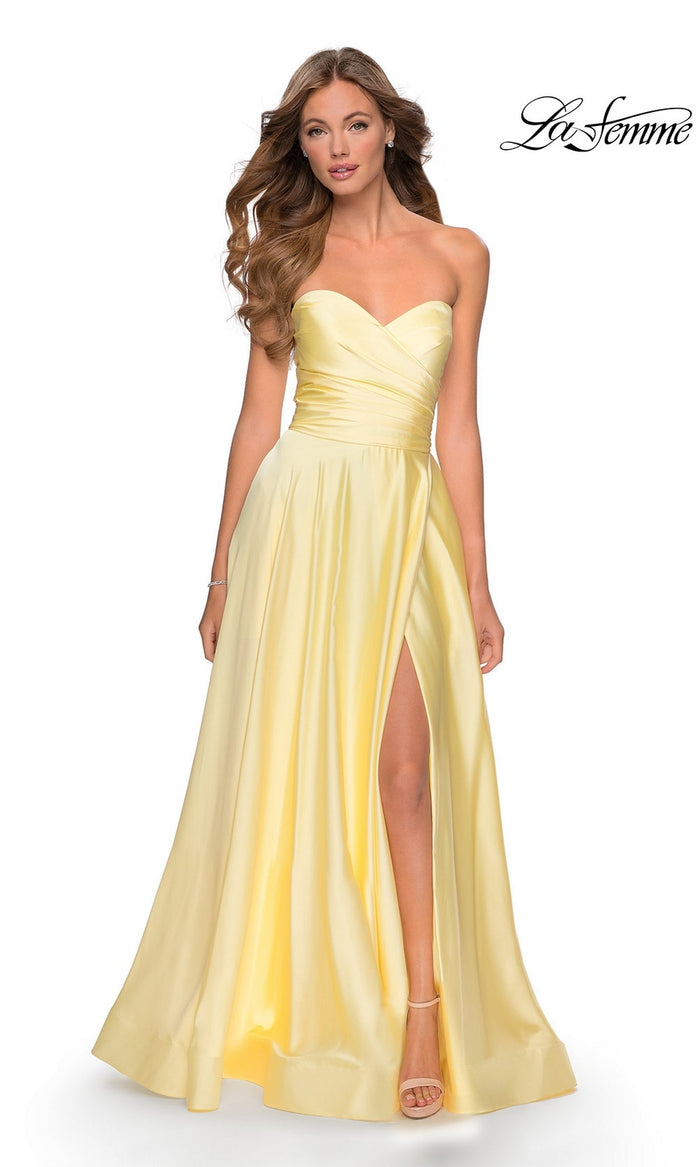 Pale Yellow La Femme 28608 Formal Prom Dress